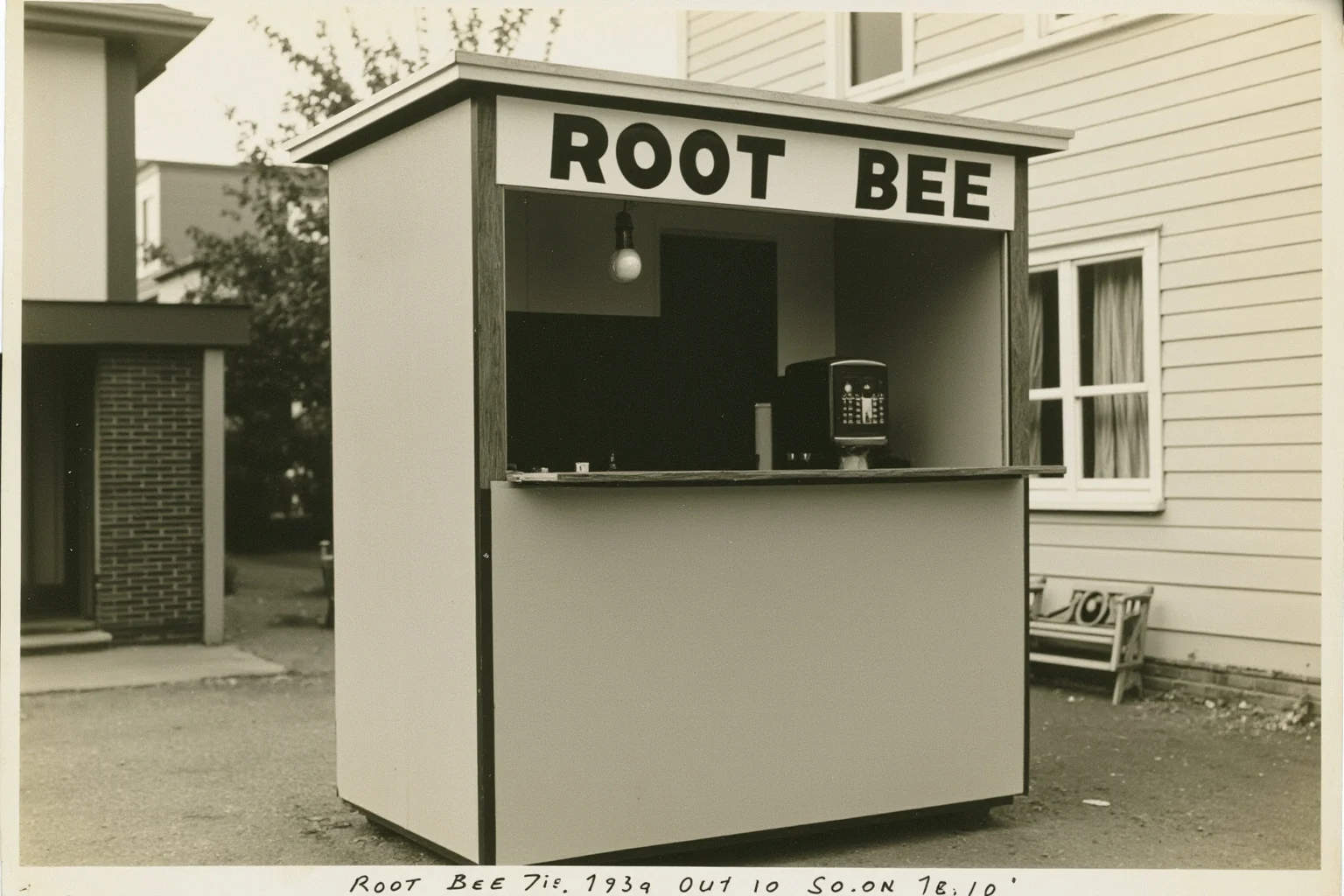 The Oldest Fast Food Chains in the World: A Full History 9 A vintage root beer drive-up stand from the late 1910s with a simple wooden counter