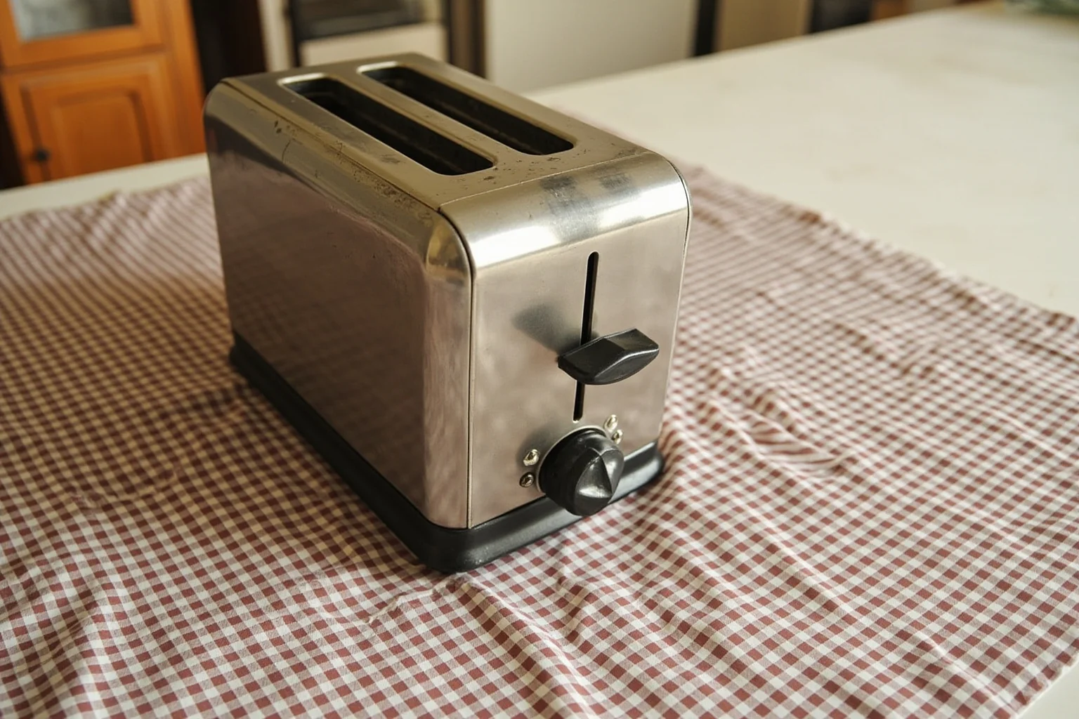 22 Things Every American Home Had in the 1920s 7 A vintage single-slice electric toaster on a checkered 1920s kitchen tablecloth