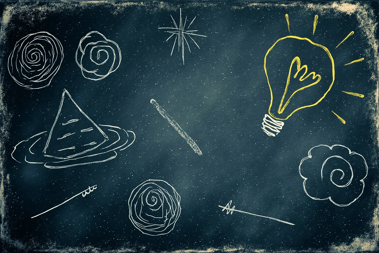 Words of Wisdom: 20 of Albert Einstein's Greatest Quotes 16 A vintage-style chalkboard covered in swirling galaxy doodles and a lightbulb icon, symbolizing imagination over knowledge