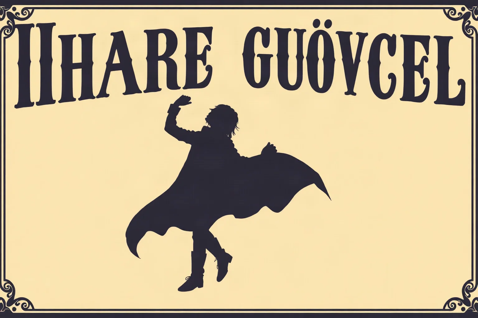 A vintage-style concert poster illustration featuring a shadowy dancing figure and gothic lettering