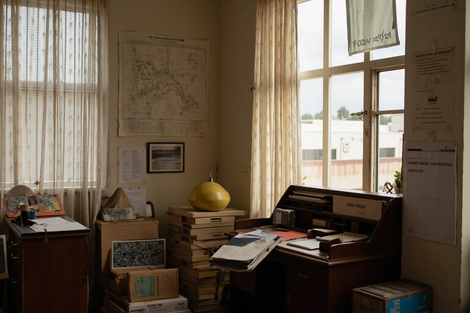 14 Presidents Who Never Served in the Military (And 10 Who Did) 12 A wartime administrative office from the 1940s with naval charts, civilian documents, and office desk from the era