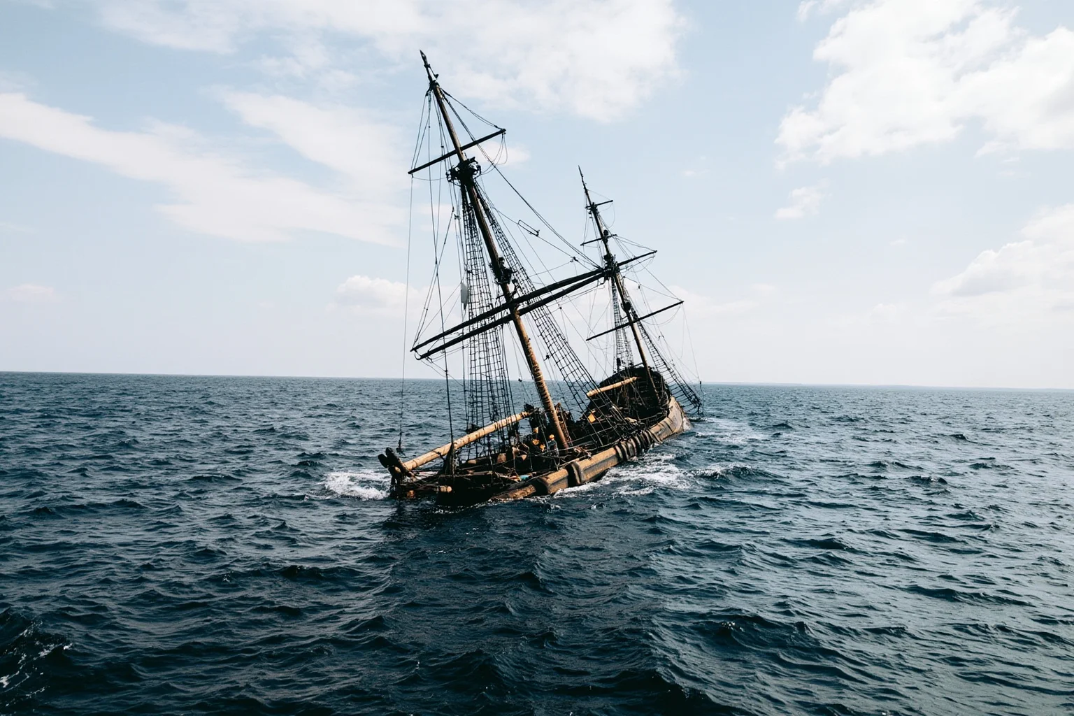 22 Ocean Mysteries We Still Haven't Solved 3 A weathered 19th-century sailing ship found drifting empty at sea, sails intact but no crew visible on deck