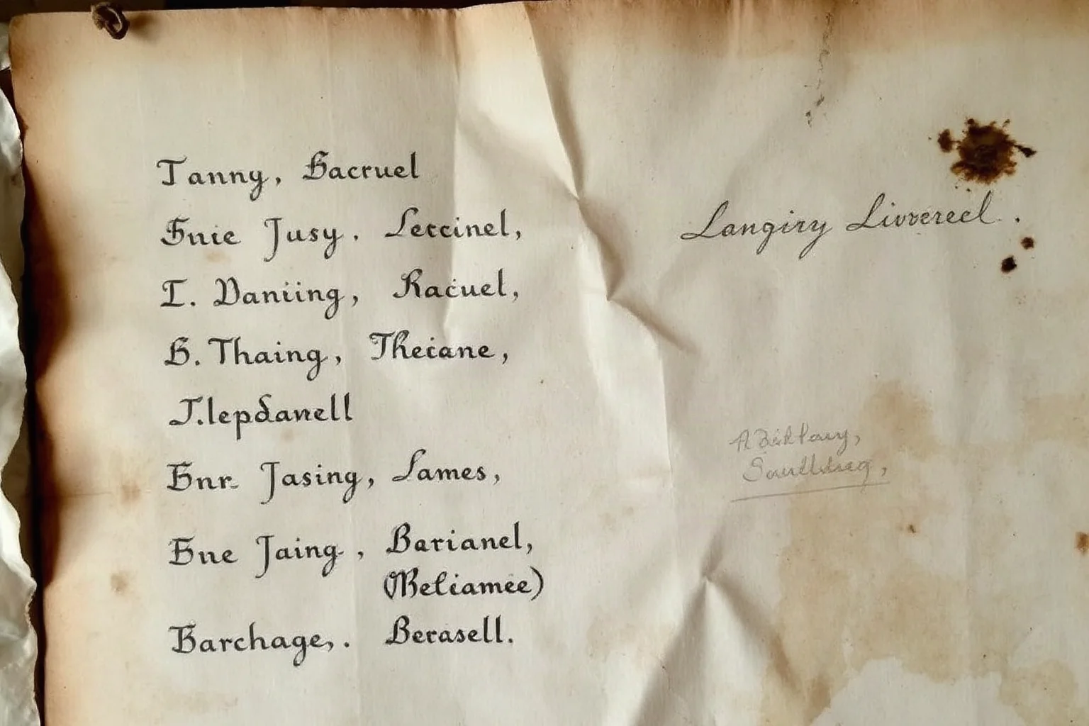 A weathered Elizabethan-era document showing multiple different handwritten spellings of the same surname