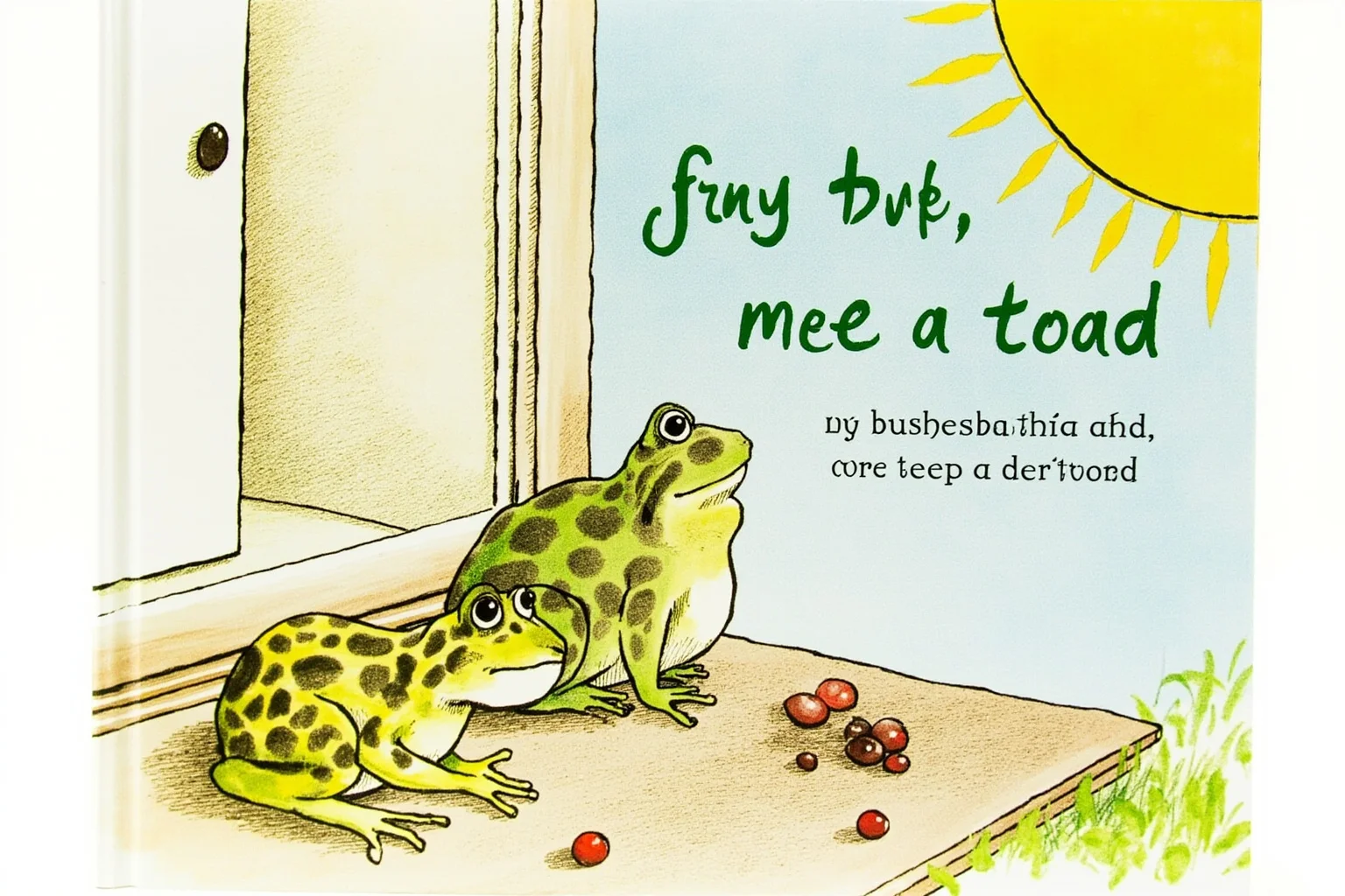 A whimsical children's picture book featuring a frog and a toad resting on a sunny porch step