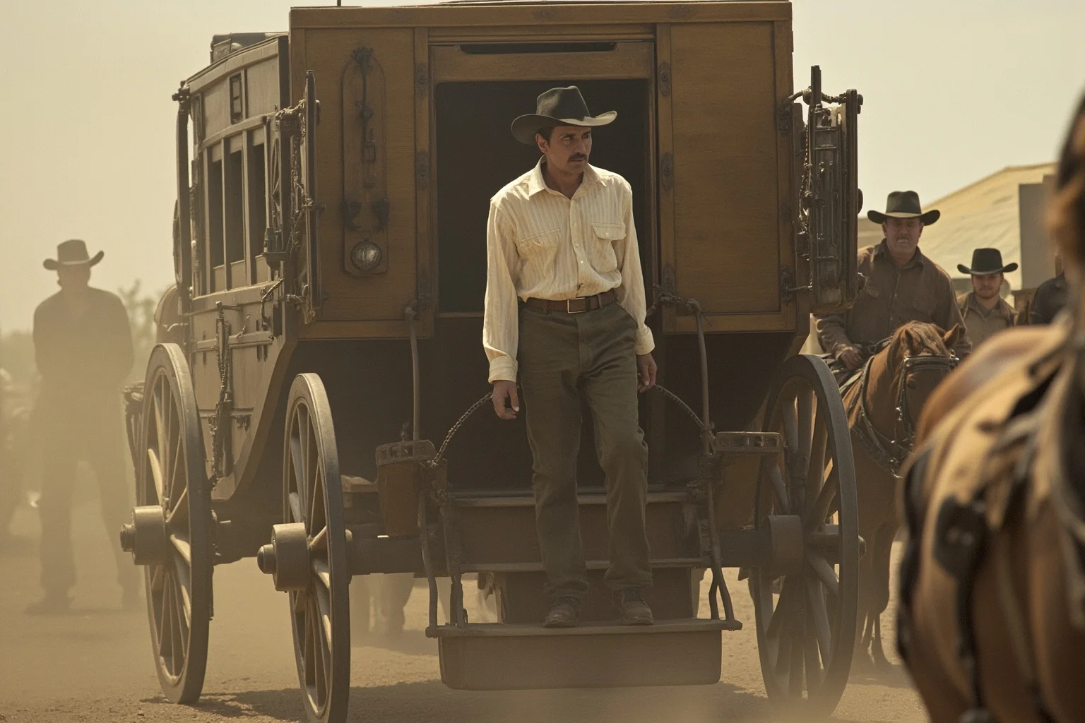 Hilarious Slang Terms From The Wild West 24 A wide-eyed newcomer in city clothes stepping awkwardly off a stagecoach into a dusty frontier town