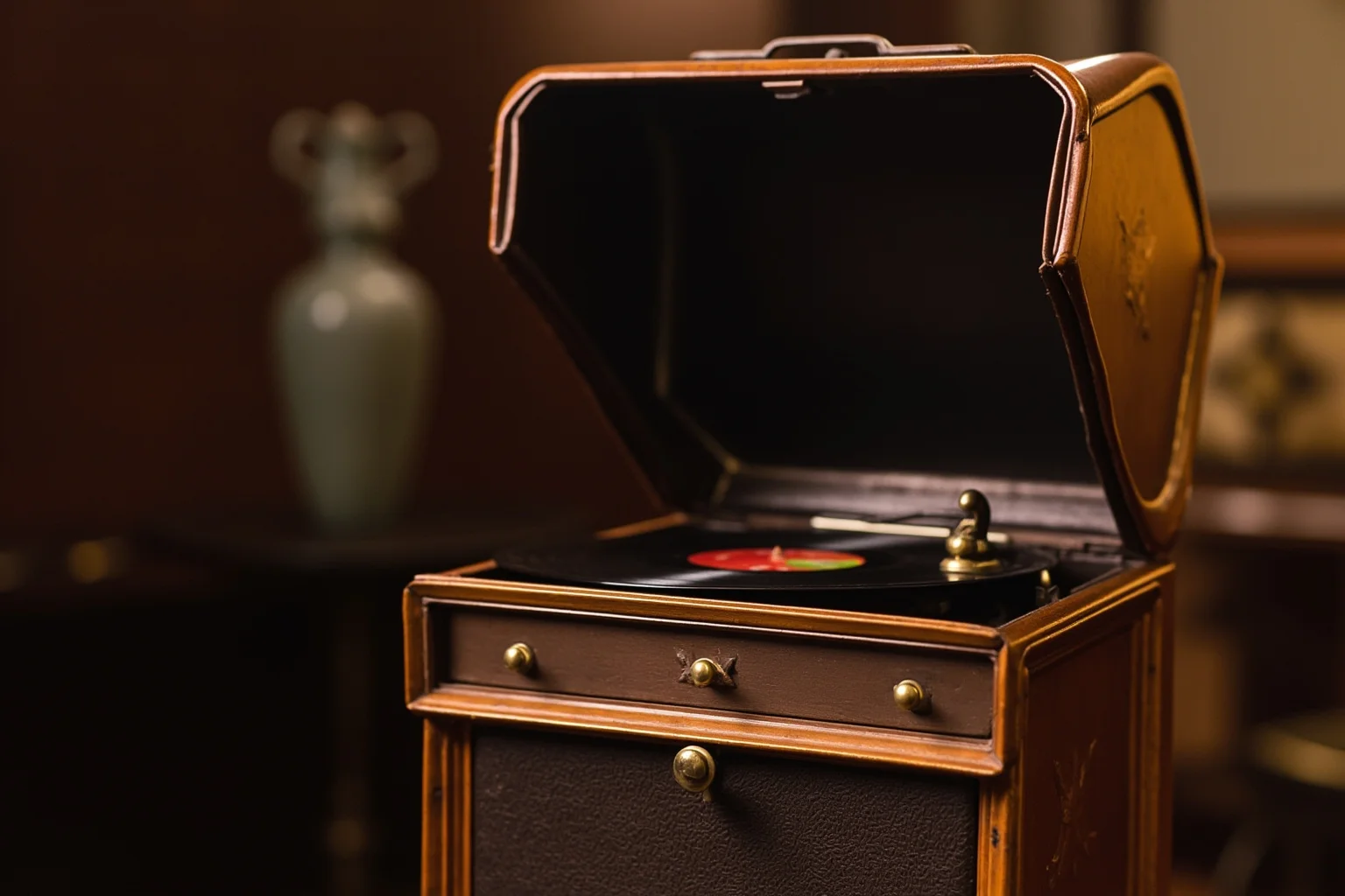 22 Things Every American Home Had in the 1920s 11 A wind-up Victrola phonograph cabinet with a record spinning in a 1920s living room