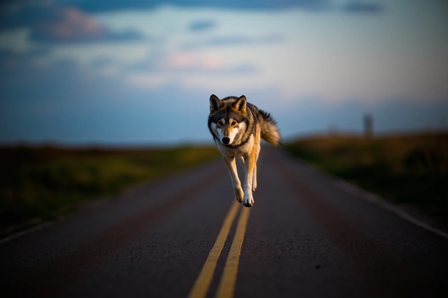 Famous Cryptids: 10 You Know and 16 Wild Ones You Probably Don't 15 A wolf-like creature running upright across an open rural road at dusk