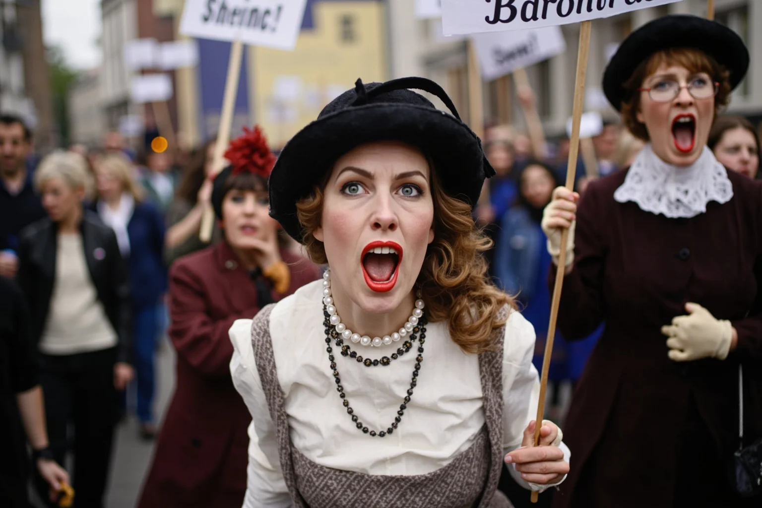 25 Greatest Historical Figures of the Victorian Era 24 A woman in Edwardian dress leading a public demonstration or suffrage gathering with determined expression