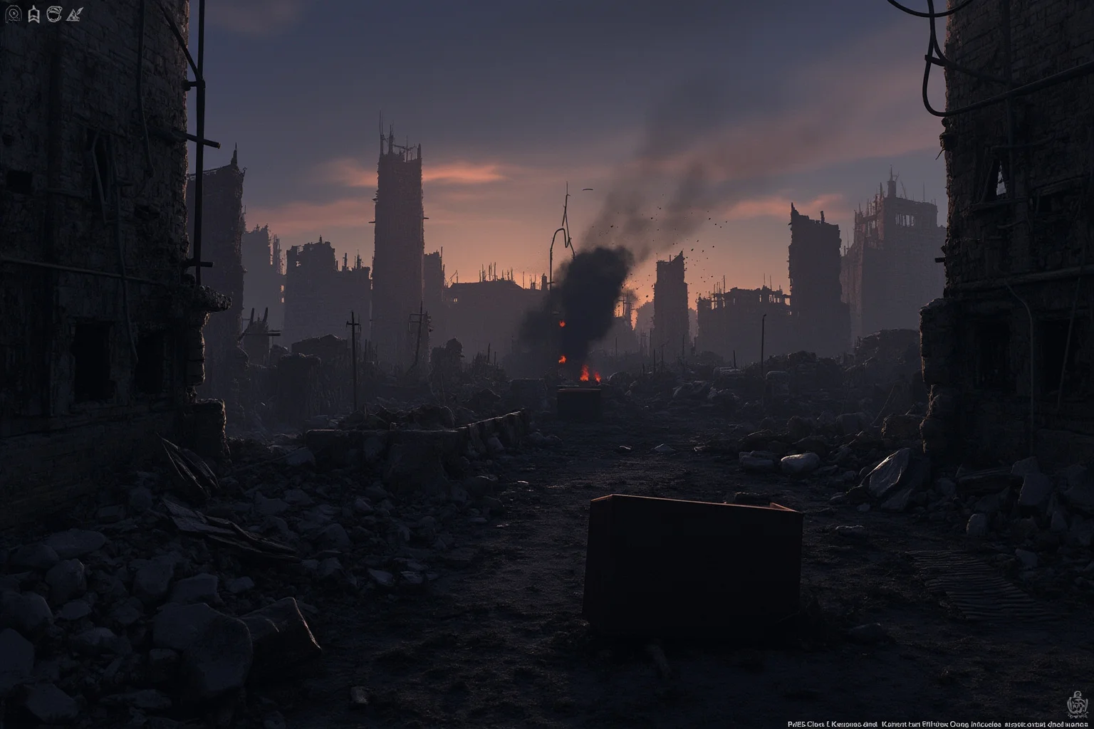 23 Worst Things That Ever Happened in History 12 A World War II era European cityscape in ruins at dusk, illustrated in a somber historical style