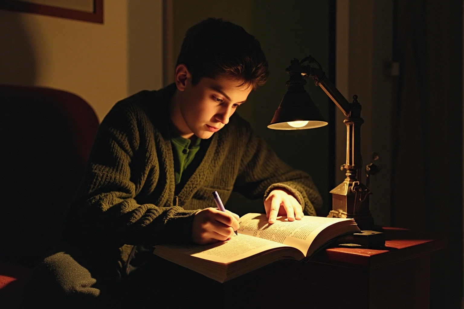 Great Leaders Who Rose From Obscurity 19 A young intellectual writing pamphlets by lamplight in a modest European exile apartment, illustration style