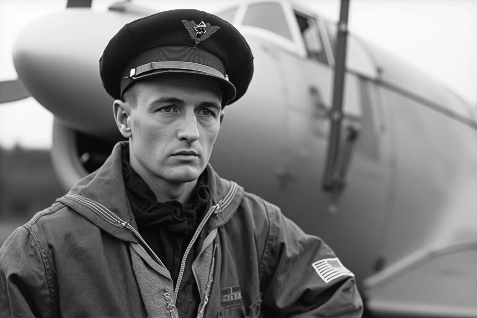 14 Presidents Who Never Served in the Military (And 10 Who Did) 22 A young Navy officer in World War II naval uniform, pilot gear with flight jacket, standing before a naval aircraft