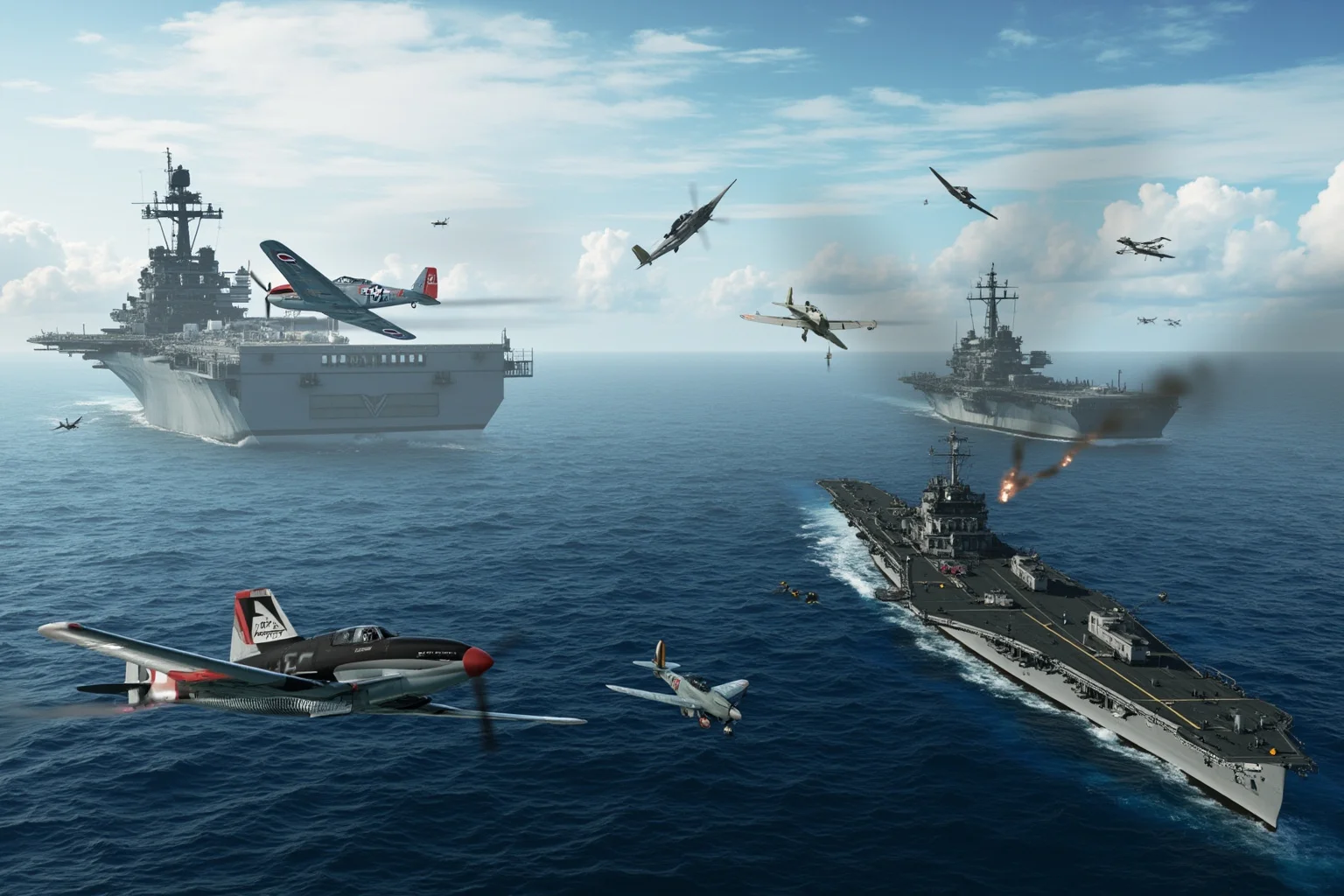 Battles That Defined American History 18 Aircraft carriers and fighter planes in a decisive naval battle in the Pacific Ocean, WWII