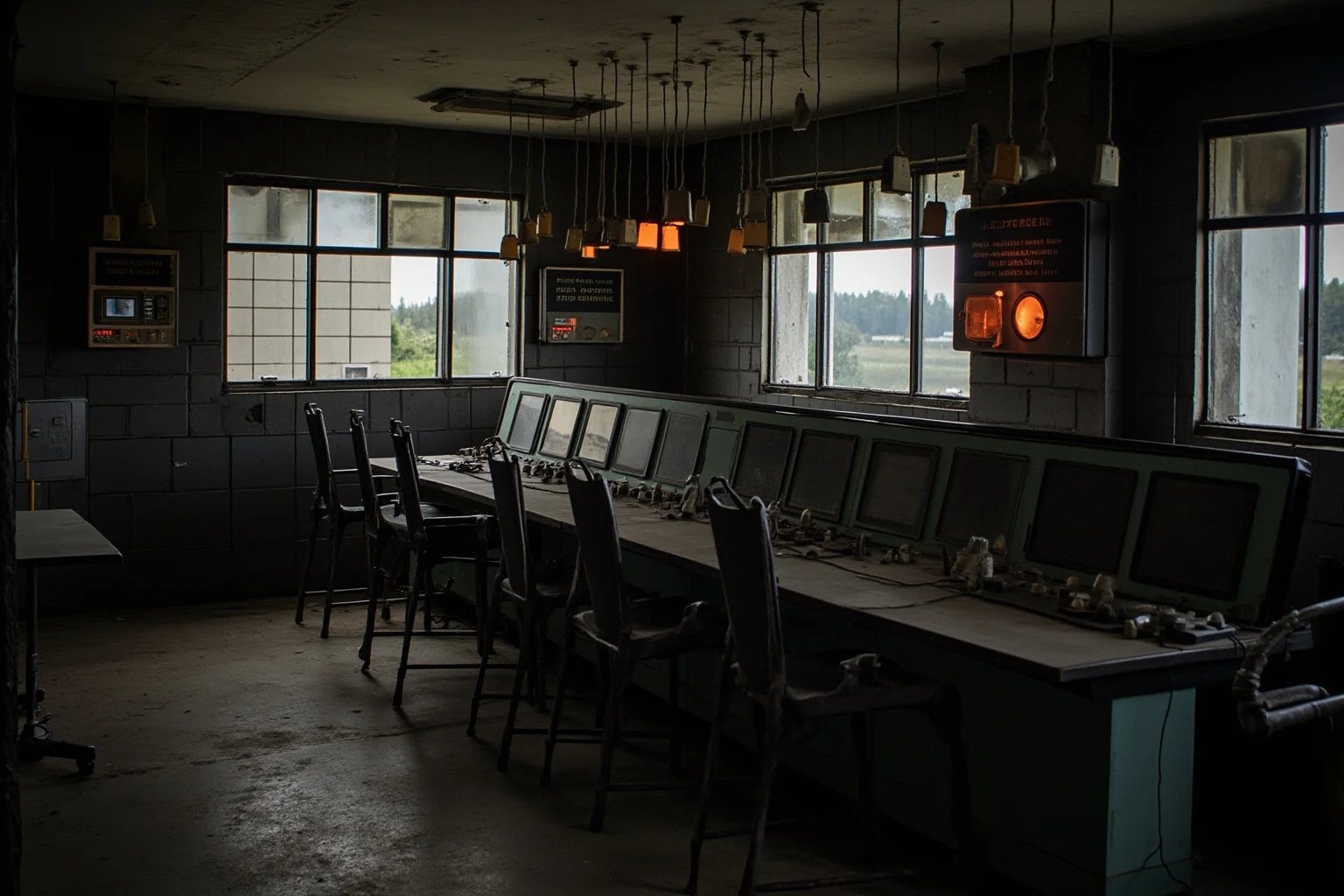 The Worst Events in Human History: 22 of the Darkest Chapters Ever Recorded 12 An abandoned control room with warning lights, representing the Chernobyl nuclear disaster