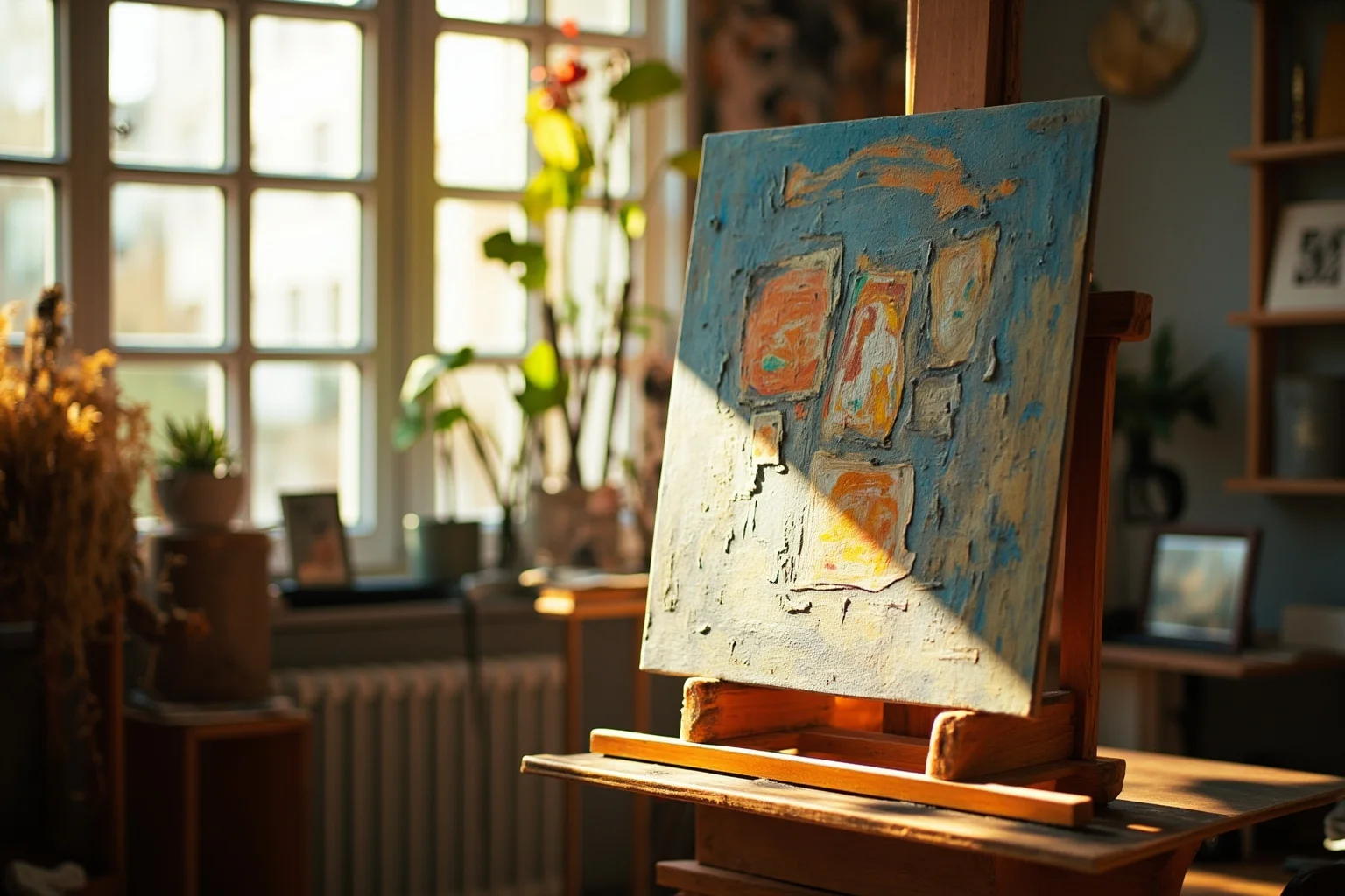 21 Beloved Historical Figures Who Are Controversial Today 22 An abstract cubist-style painting on an easel in a sunlit Parisian studio, symbolic modern-art illustration, no real person shown