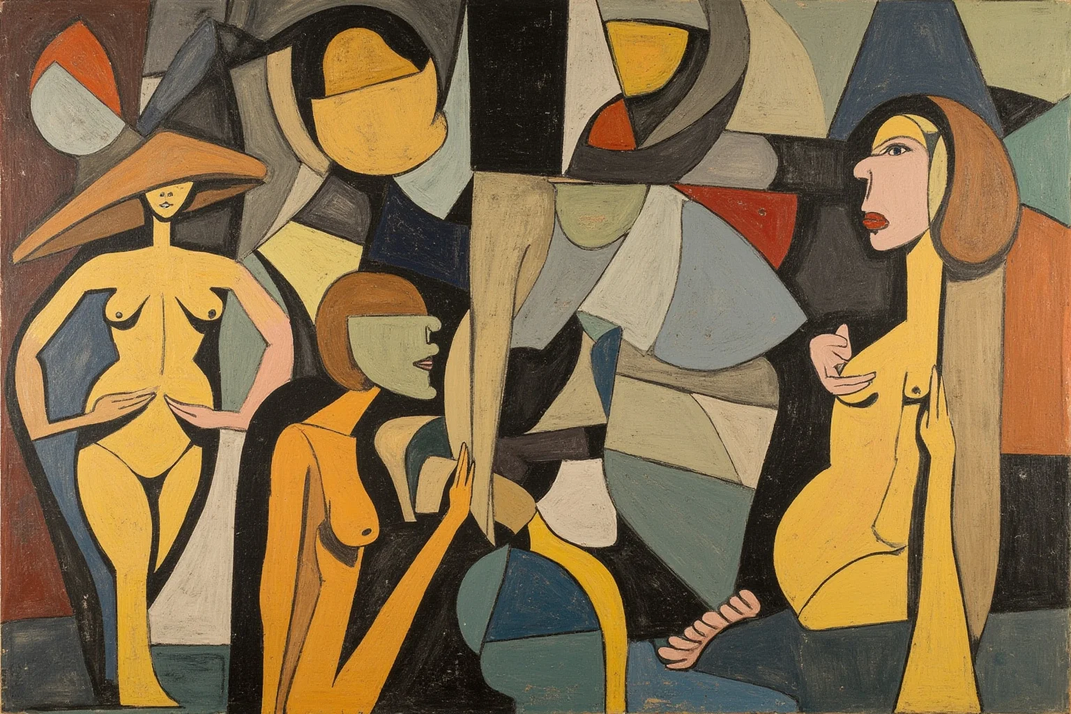 The Most Famous Historical Paintings in the World 21 An abstract early cubist composition of angular nude figures with mask-like faces