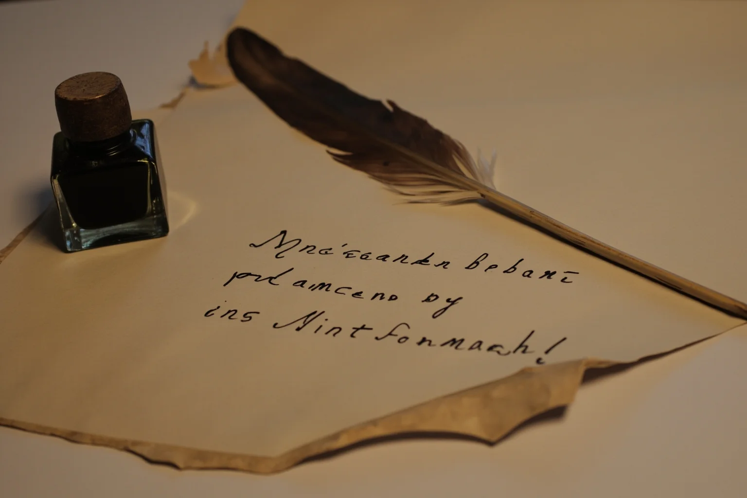 26 Facts About Nostradamus and His Predictions 21 An antique quill and inkpot beside a torn parchment with a partially visible handwritten quote