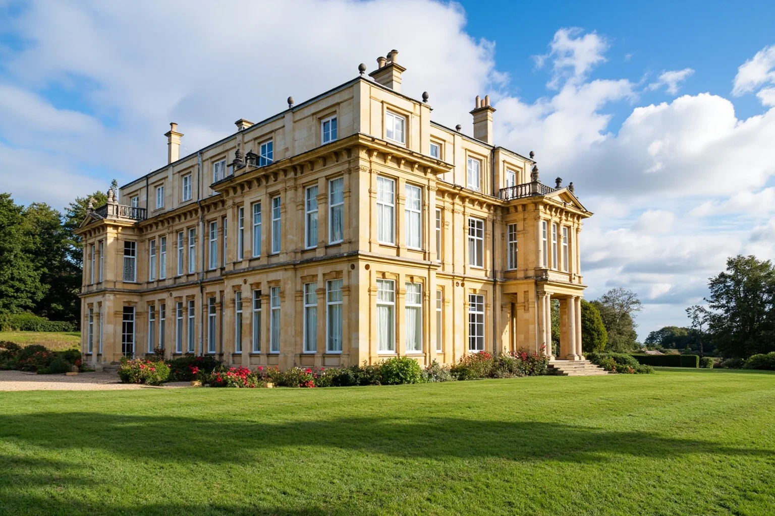 An elegant Italianate countryside mansion representing a 19th-century royal seaside residence