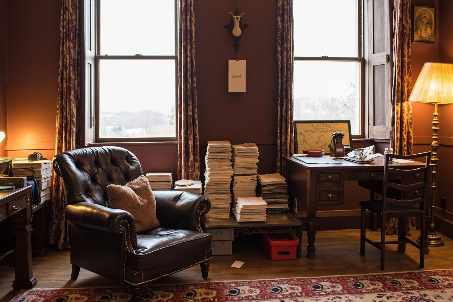 TB or Not TB: 22 Historical Figures Who Contracted Tuberculosis 17 An elegant mid-20th-century sitting room with a writing desk and stacks of letters