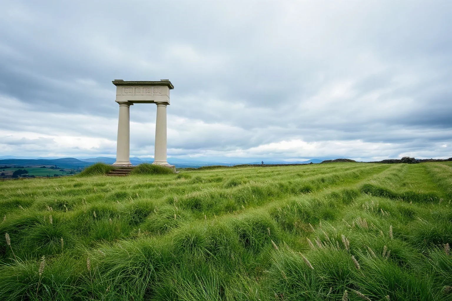 An empty grassy Irish field with no snakes in sight, symbolizing a famous debunked legend