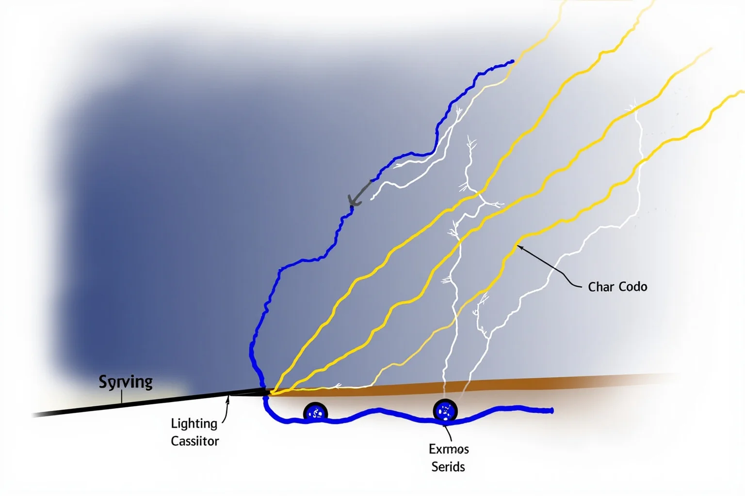 The Human Lightning Rod: The Man Who Was Struck Seven Times 20 An illustrated diagram-style image of a lightning bolt branching toward the ground, showing an electrical strike pattern