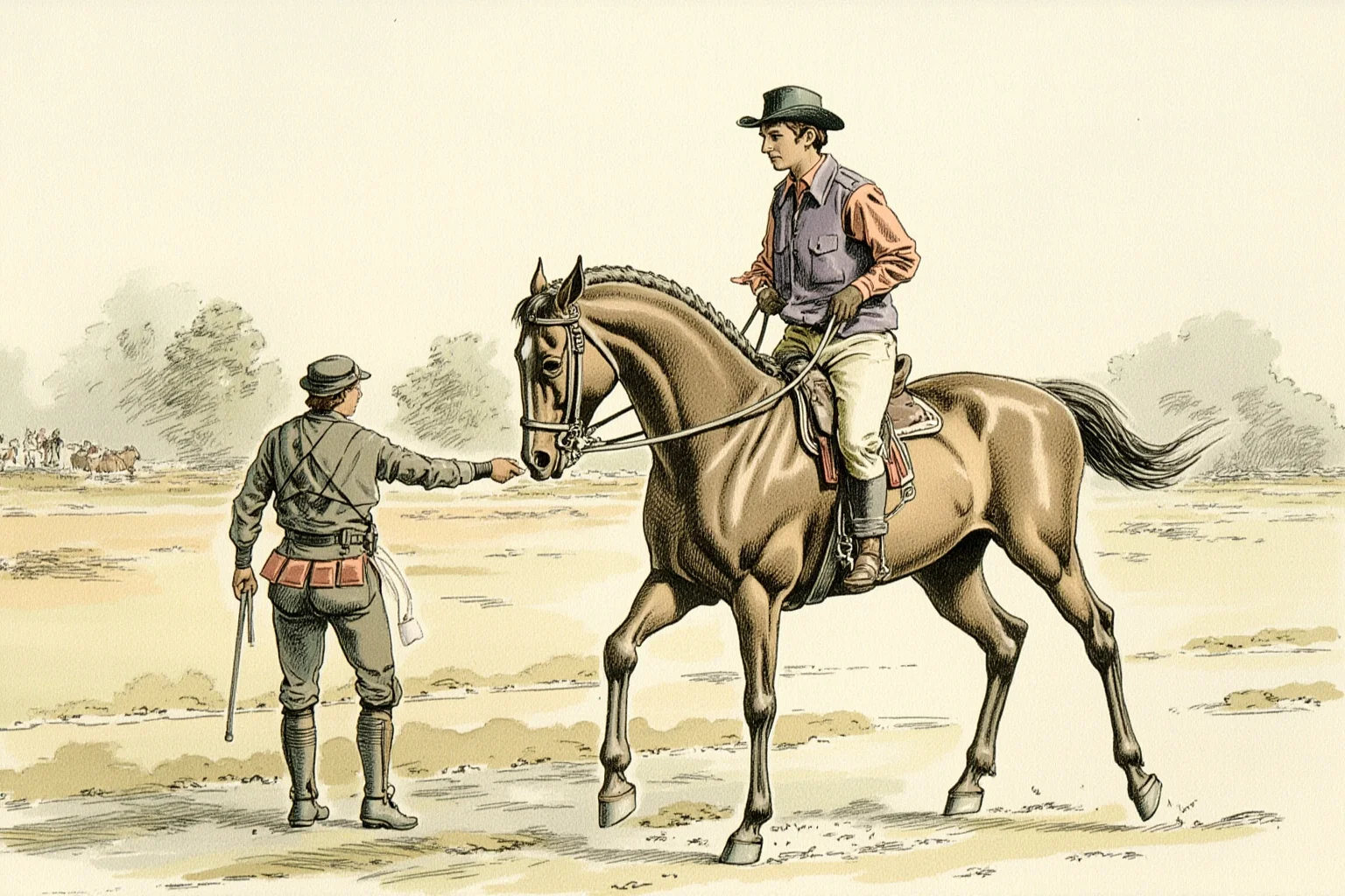 25 Little-Known Facts About Genghis Khan, the Brutal Ruler 10 An illustrated horse relay station on a dusty trail with a rider swapping to a fresh horse