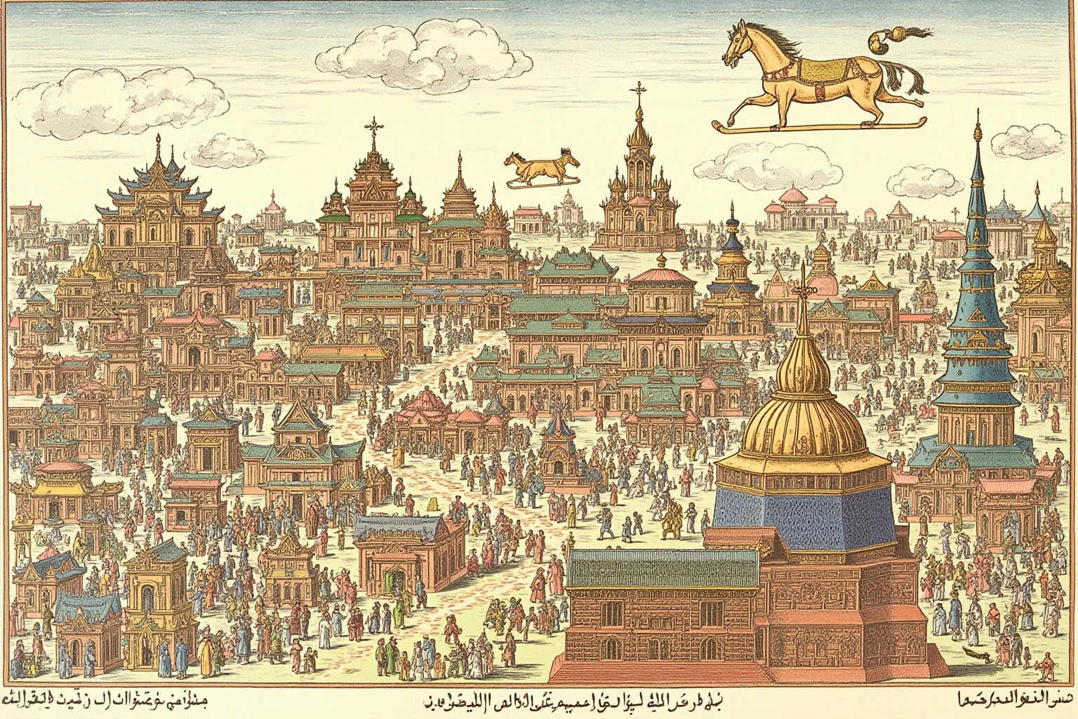 25 Little-Known Facts About Genghis Khan, the Brutal Ruler 12 An illustration of diverse religious symbols and temples coexisting peacefully in a Mongol-era city