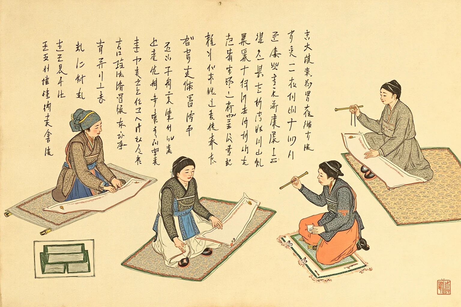25 Little-Known Facts About Genghis Khan, the Brutal Ruler 18 An illustration of Mongolian scribes writing with an adapted script on scrolls