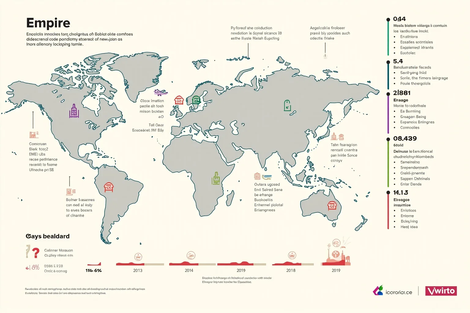 25 Little-Known Facts About Genghis Khan, the Brutal Ruler 26 An infographic-style illustration showing a stylized map, timeline, and icons representing empire statistics