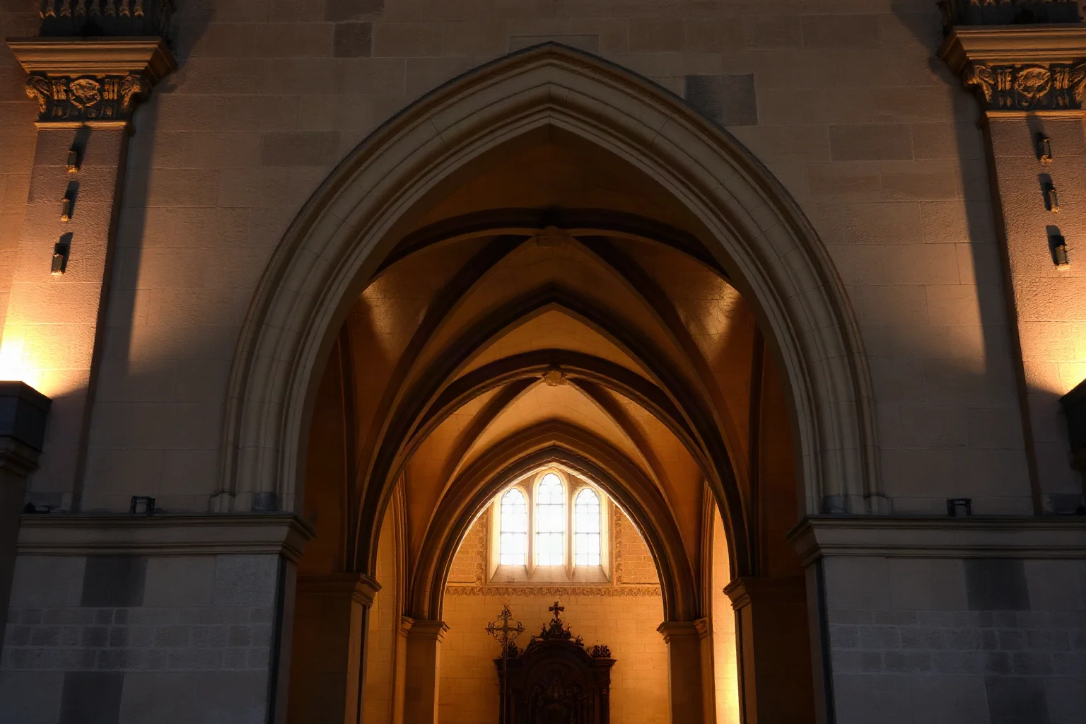 An old cathedral archway with soft light, symbolizing sainthood recognized through tradition rather than formal ceremony
