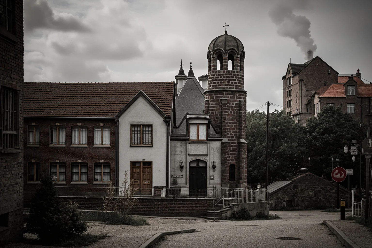 20 Famous Historical Quotes That Were Taken Out of Context 17 An old European industrial-era city street with factory smoke and a small worn chapel in the background