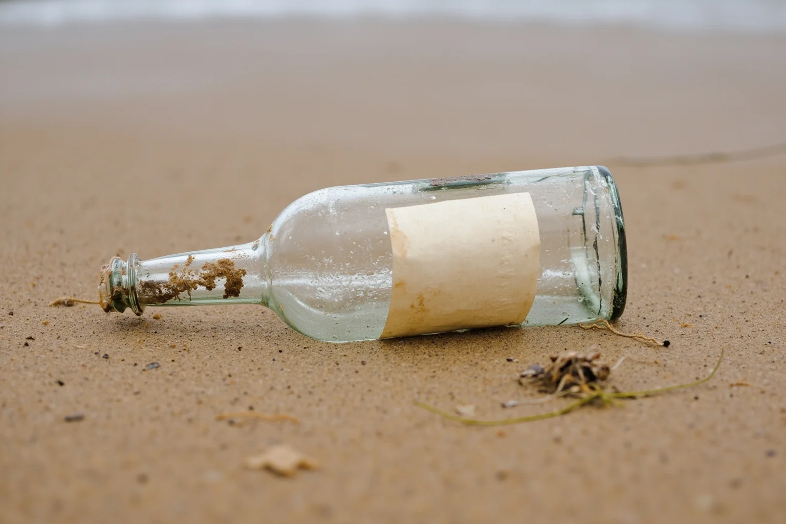 22 Ocean Mysteries We Still Haven't Solved 22 An old glass bottle with a rolled paper note washed up on a sandy beach shoreline