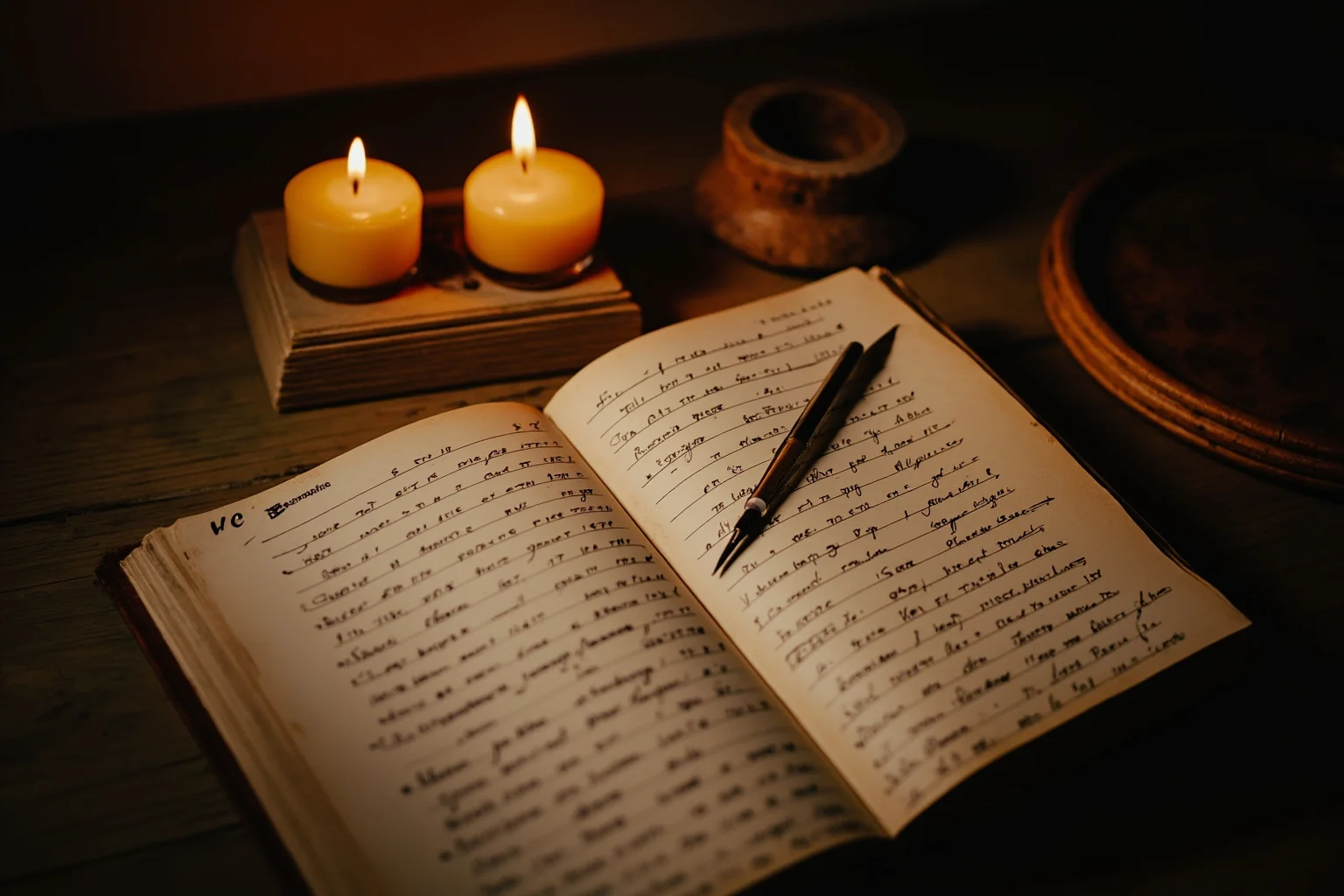 Strange History: Why Lighthouse Keepers Went Mad (Or Did They?) 19 An old handwritten lighthouse logbook page with a quill pen resting beside it, warm candlelight