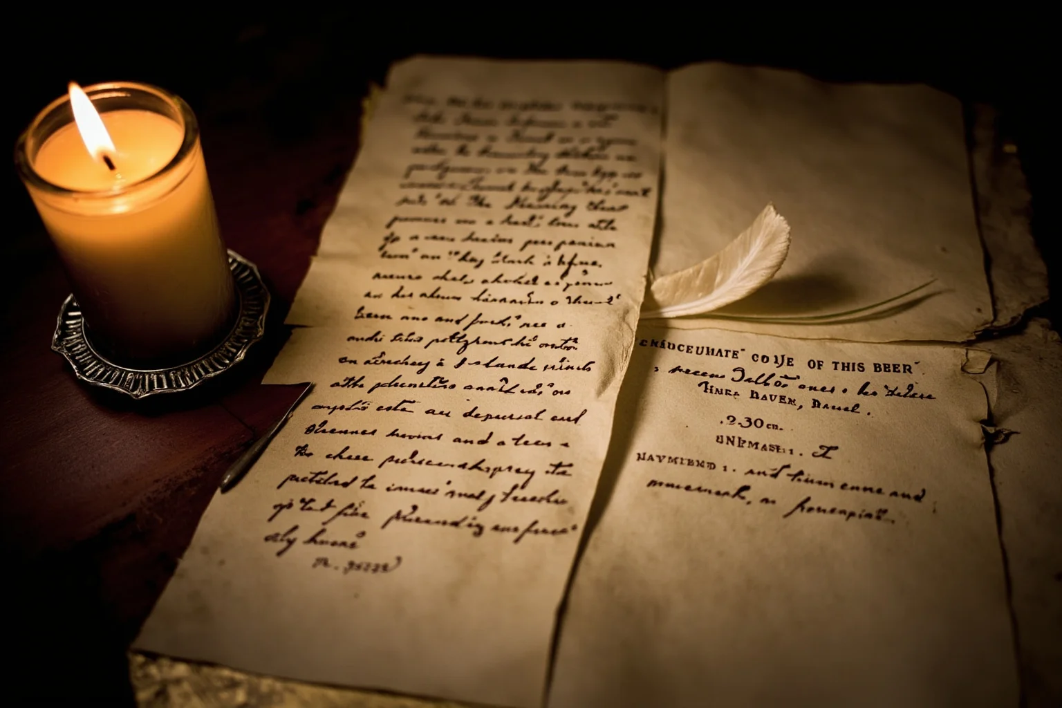 20 Famous Historical Quotes That Were Taken Out of Context 7 An old parchment quill-written letter beside a candle and inkwell, symbolizing Enlightenment-era philosophy and free speech