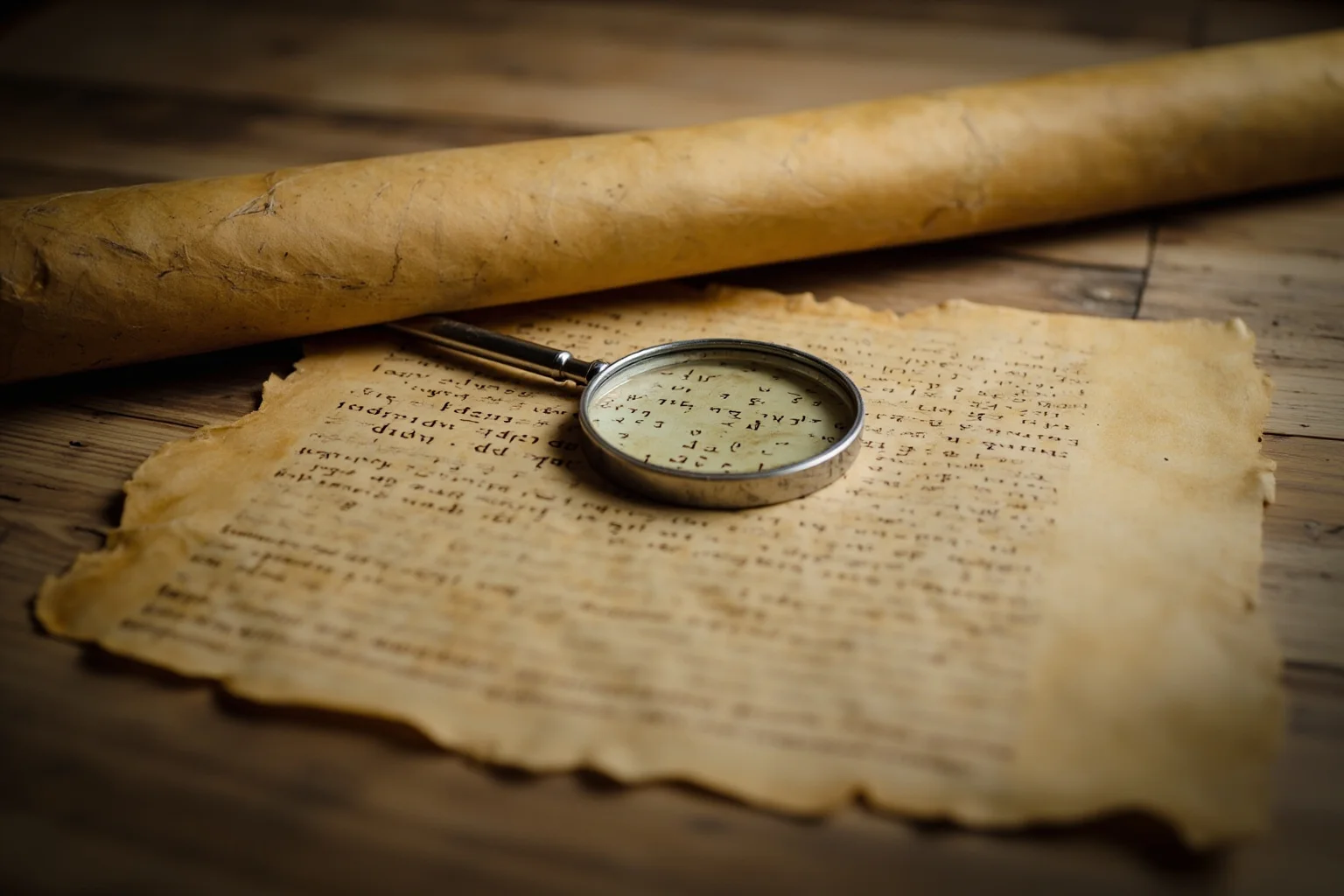 26 Facts About Nostradamus and His Predictions 20 An old scroll unrolling with faded numbers and symbols, magnifying glass resting on top