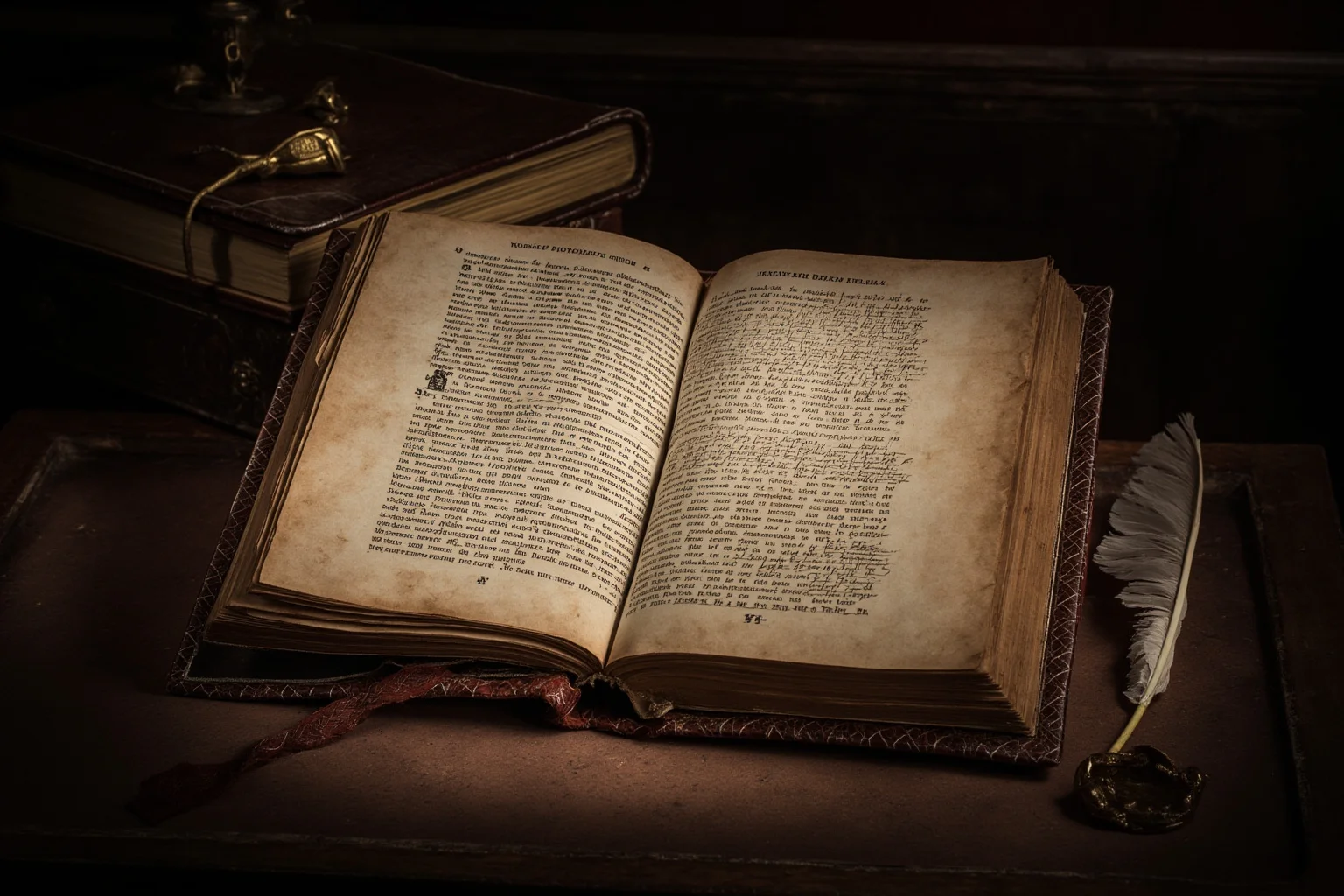 20 Famous Historical Quotes That Were Taken Out of Context 9 An open antique leather-bound political manuscript on a Renaissance-era desk with a quill and wax seal