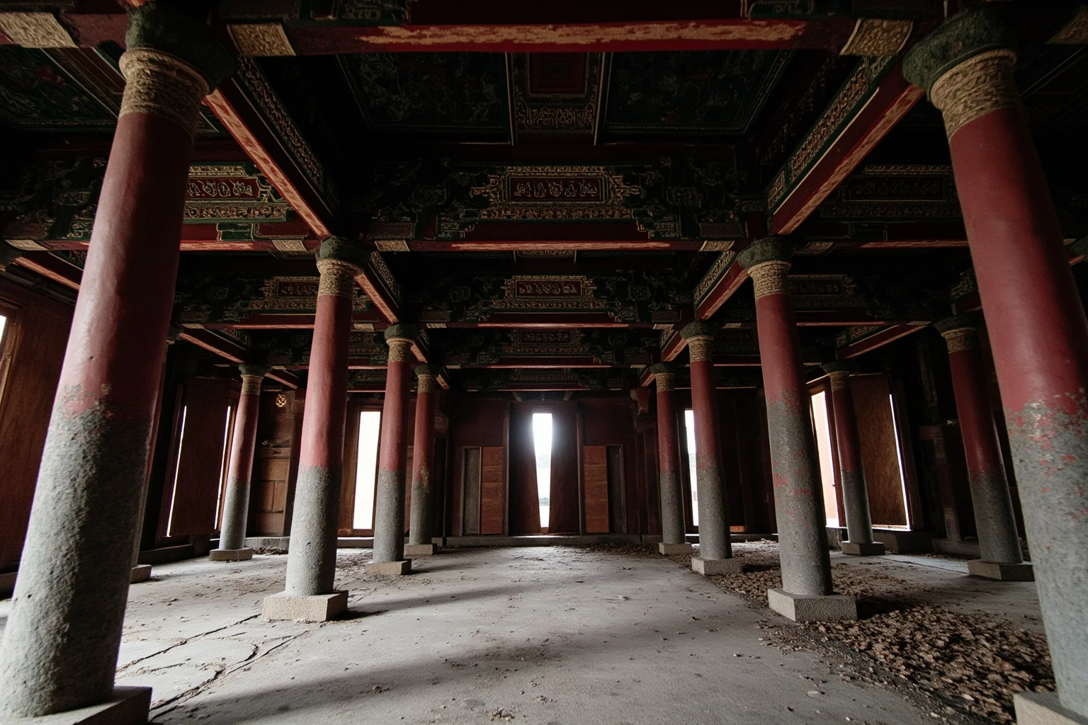 Empires That Fell Slowly—and 20 That Collapsed Overnight 18 An ornate Chinese imperial palace hall, empty and dusty, symbolizing the end of dynastic rule