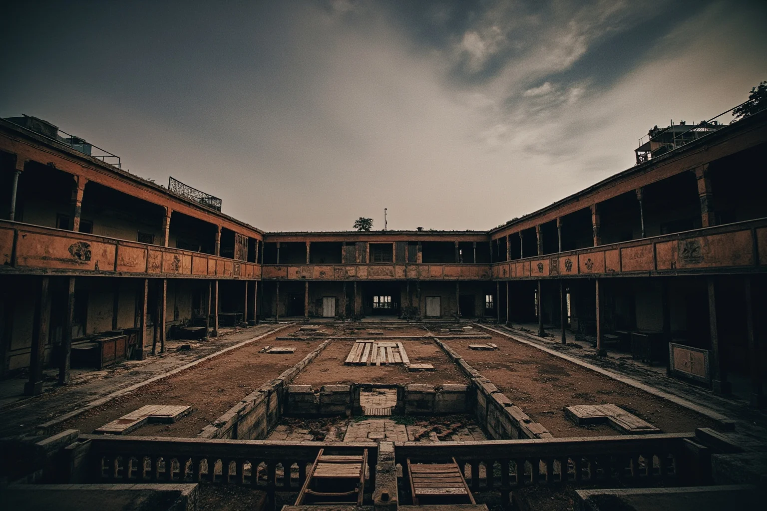 Empires That Fell Slowly—and 20 That Collapsed Overnight 14 An Ottoman palace courtyard in decline, faded grandeur under a dim sky