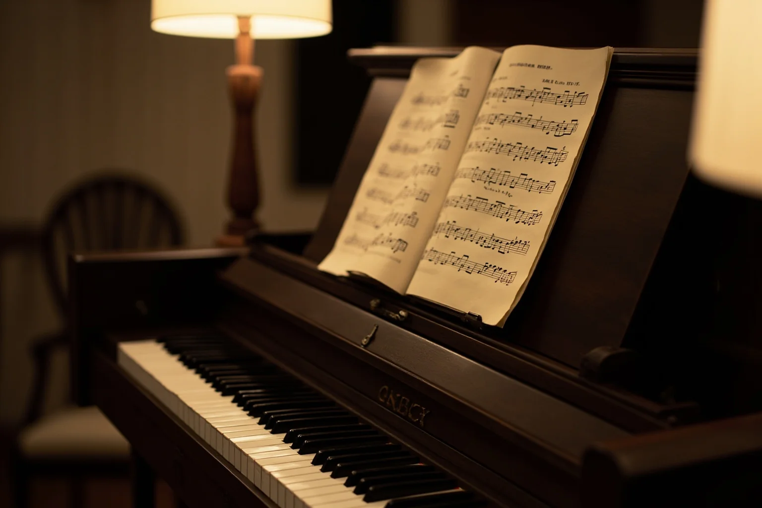 22 Things Every American Home Had in the 1920s 23 An upright piano with open sheet music in a warmly lit 1920s family living room