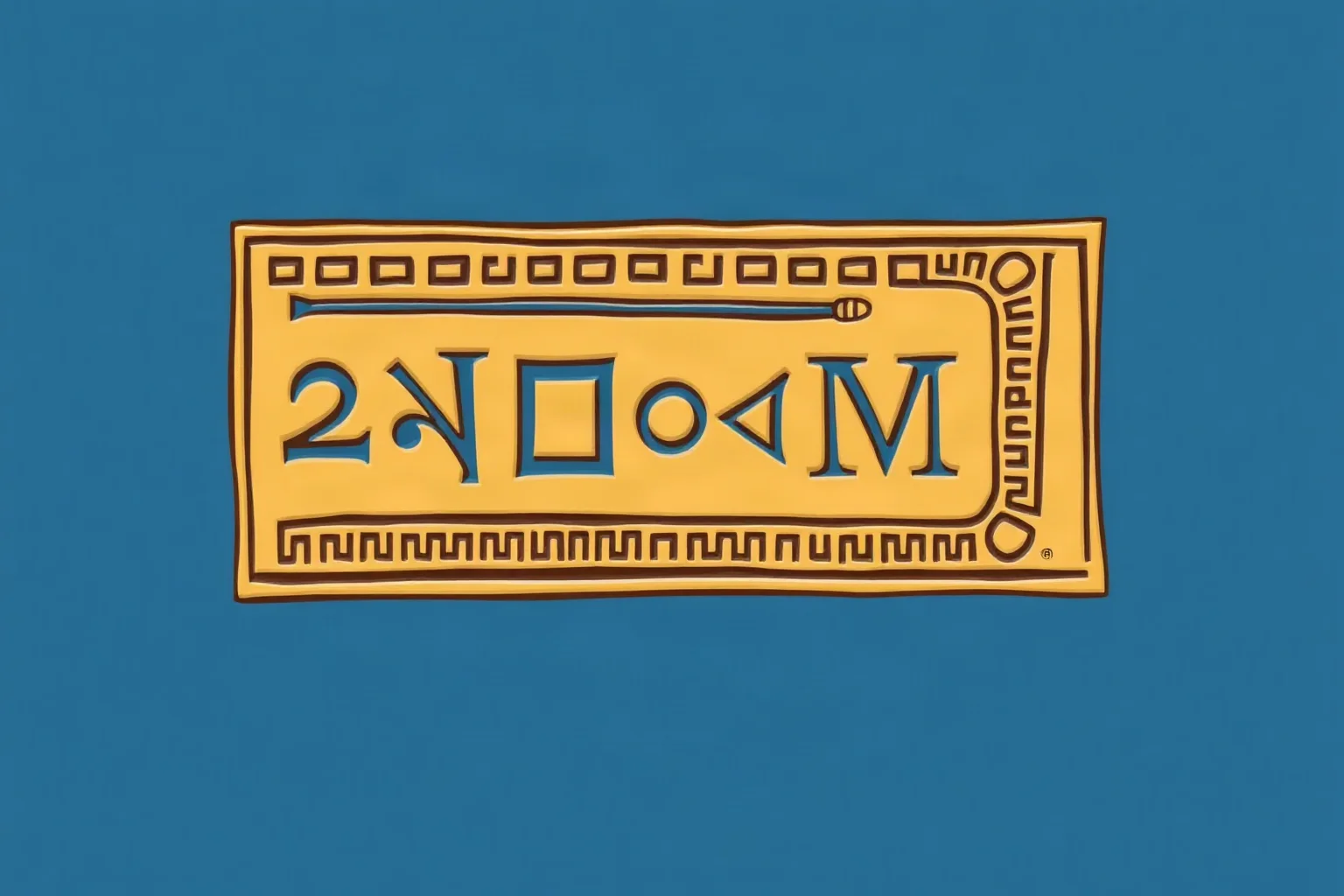Ancient Egyptian royal cartouche and hieroglyphic inscription representing a pharaoh's formal title, illustrative style
