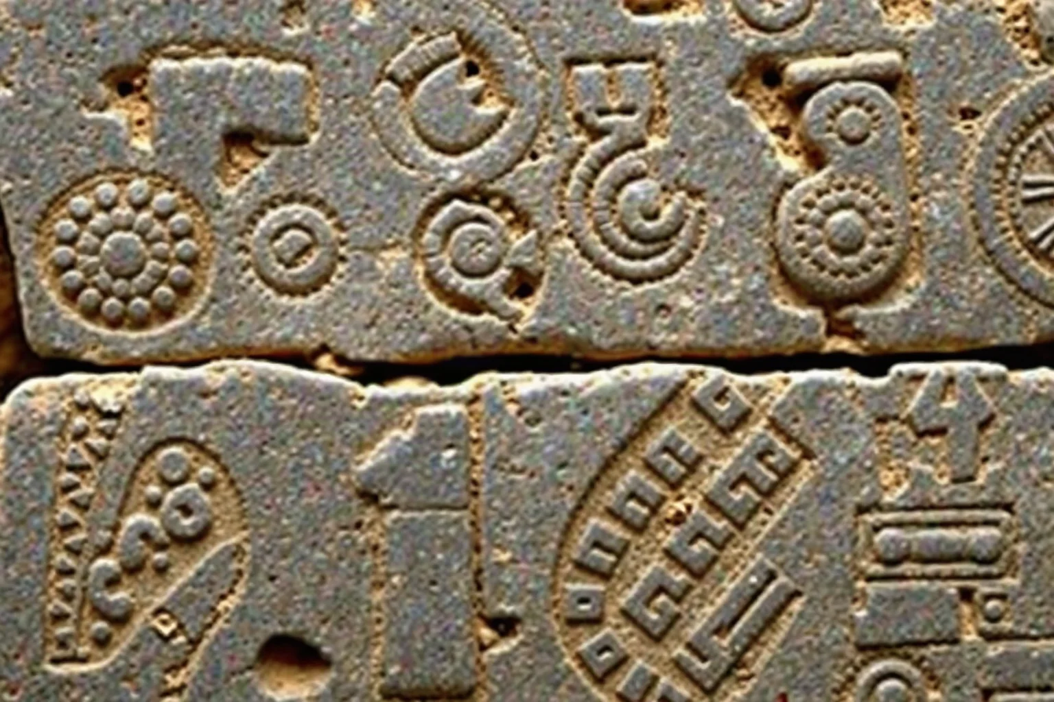 Ancient Maya scribe's stone tablet showing dot-and-bar numeral system for counting