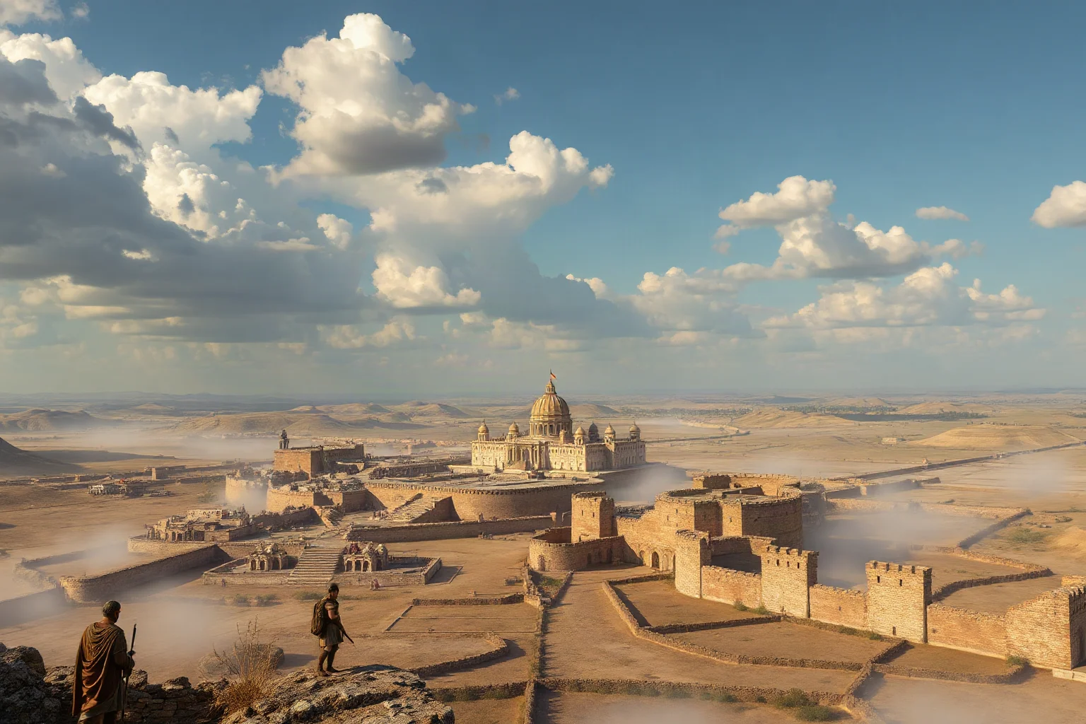 Ancient Roman legions stretched across vast territories, soldiers stationed at distant forts with supply lines extending across maps