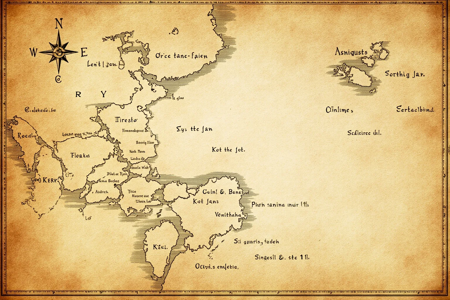 Proof of Time Travel? 20 Famous Photos, Notes, and Stories Fact-Checked 18 Antique hand-drawn nautical map with old-world coastlines, compass rose, and weathered parchment texture