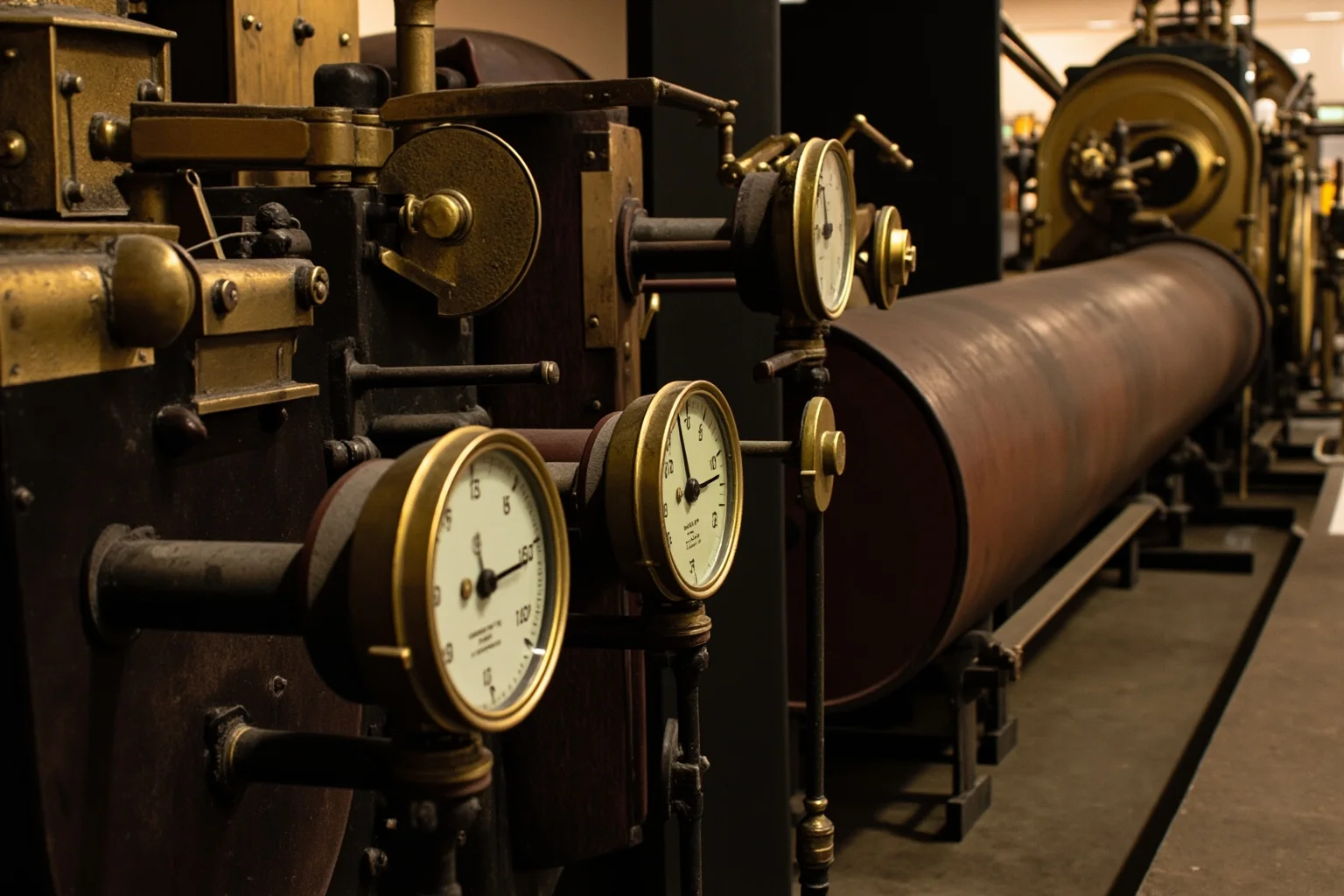 Inventors Who Stole Genius Ideas And Got All Glory 8 Antique steam engine with brass fittings and pressure gauges in an industrial 18th-century setting