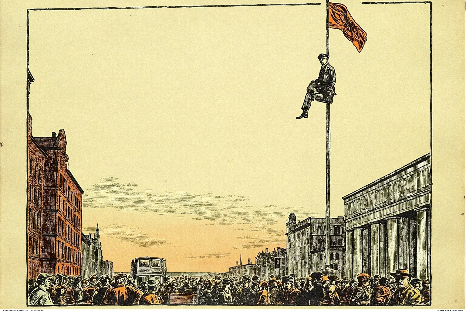 Biggest Fads Throughout American History 2 Vintage-style illustration of a man sitting atop a tall flagpole above a 1920s city street, crowd watching from below