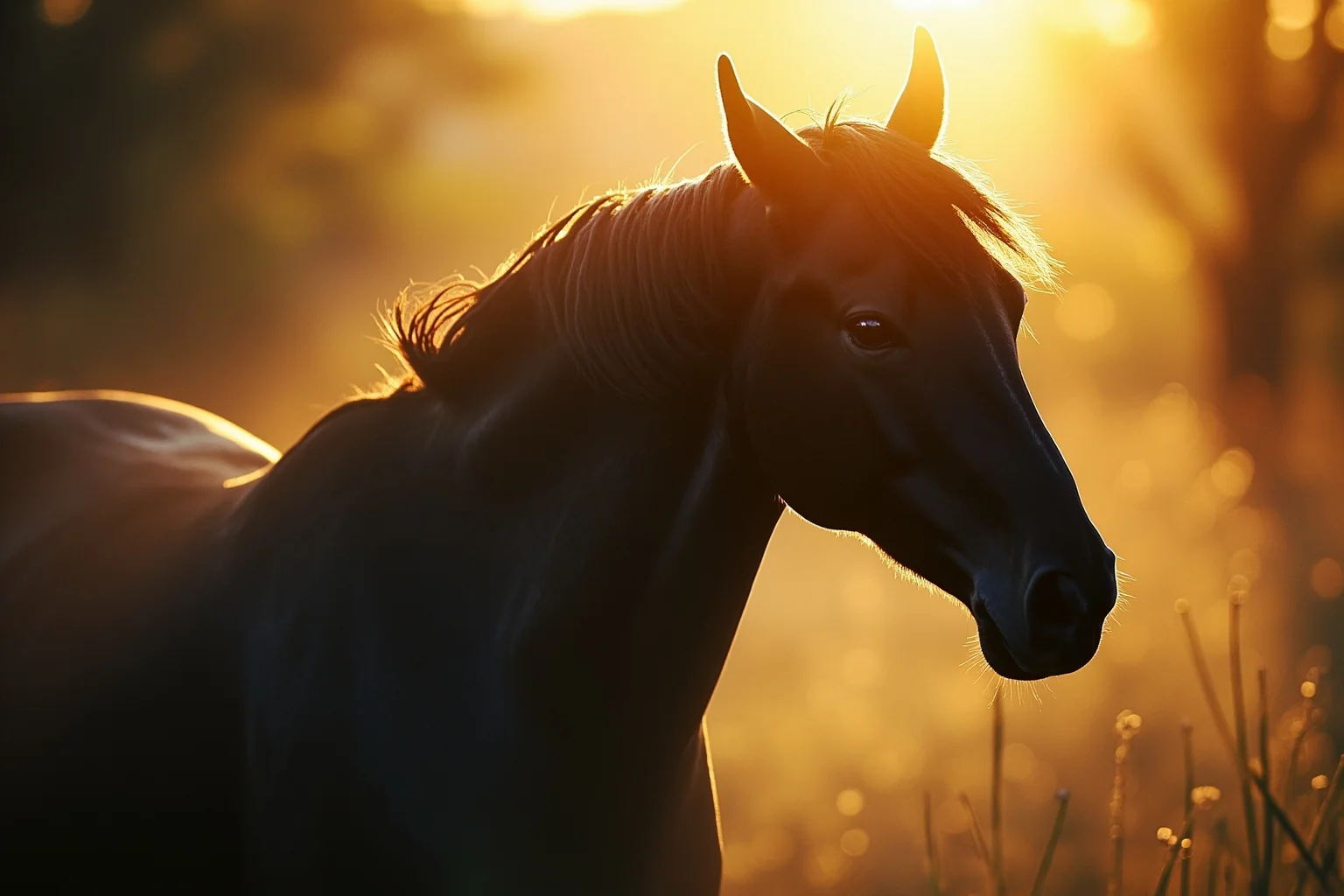 Famous Horses in History: 22 of the Most Legendary Names 20 Black horse standing in sunlight with compassionate, soulful expression, Victorian-era narrative illustration style