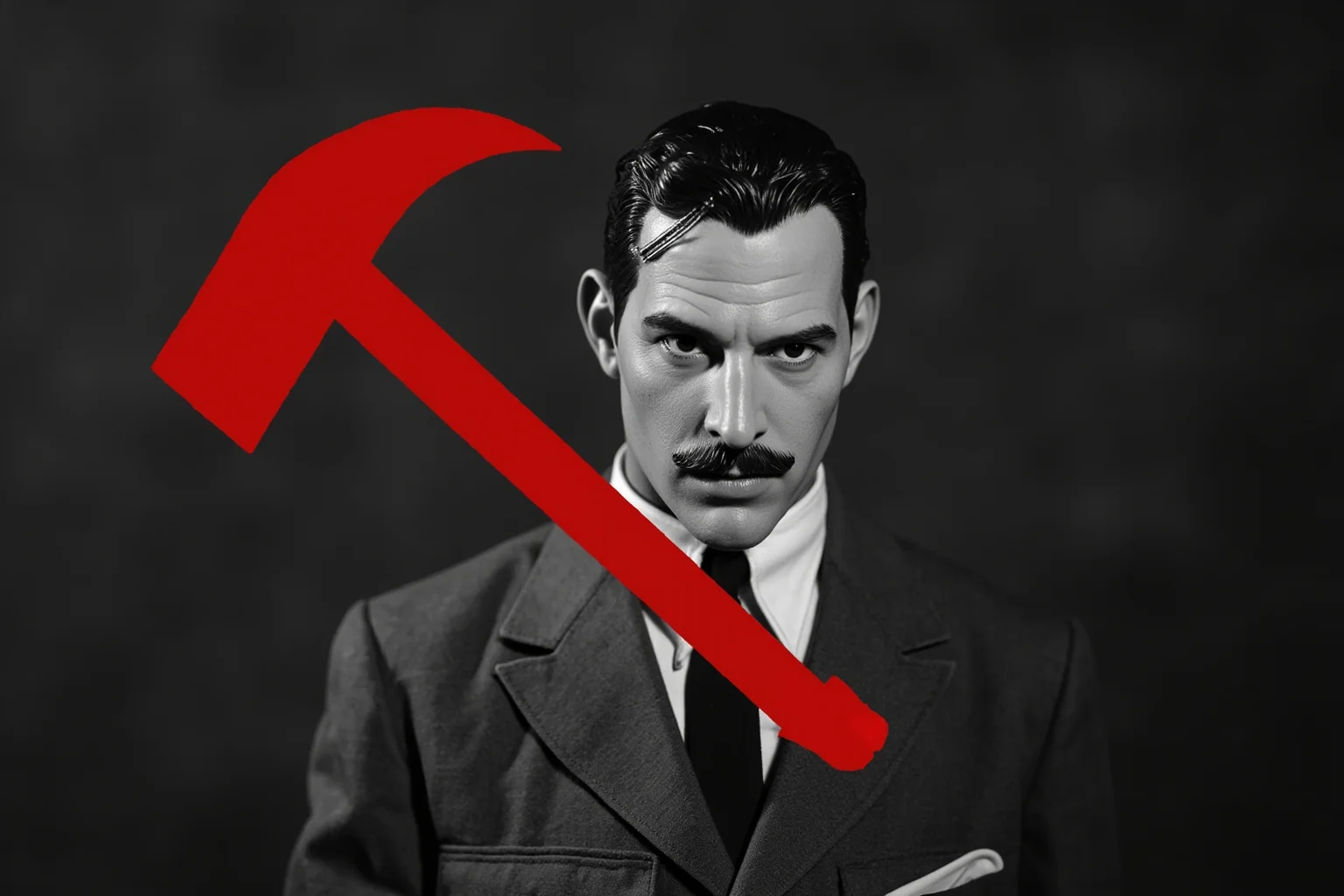 The Most Shameless Traitors of All Time 10 British intelligence officer in 1950s formal attire, Soviet hammer and sickle symbol, Cold War era aesthetic