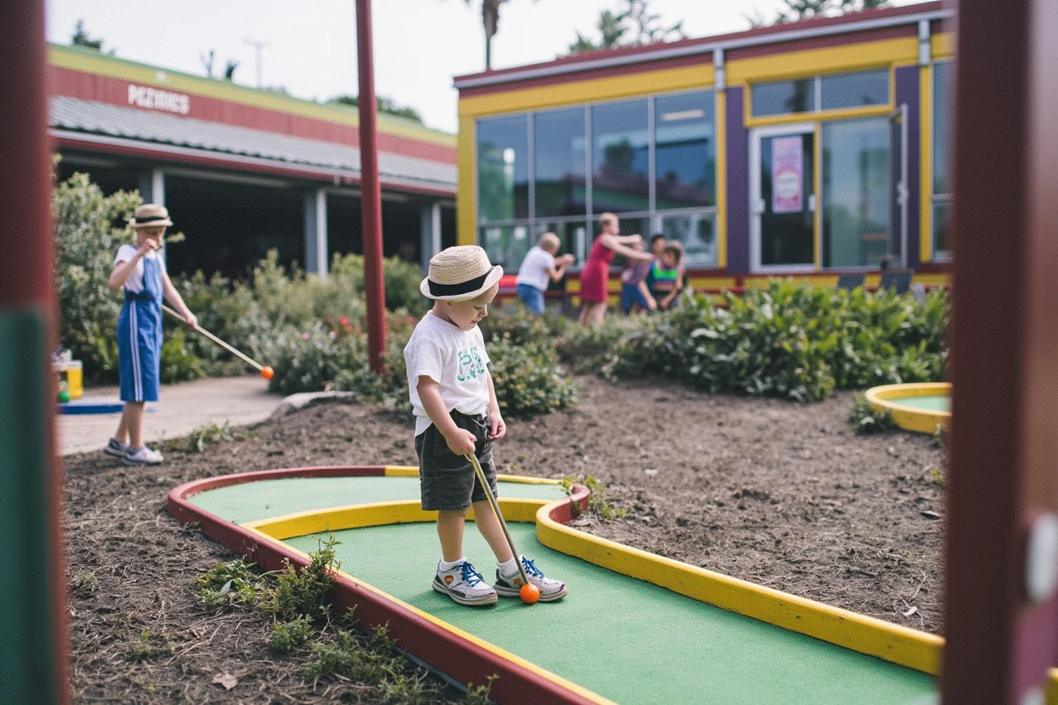 Biggest Fads Throughout American History 9 Children playing at a colorful outdoor miniature golf course in the 1930s