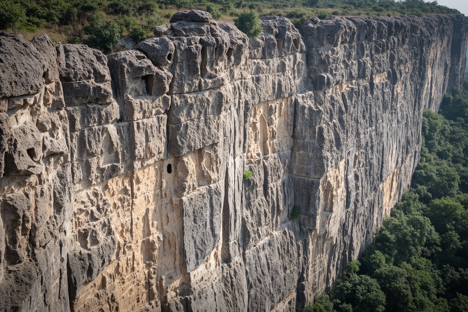 Cliffside carved Buddhist and Daoist stone sculptures on a rock face