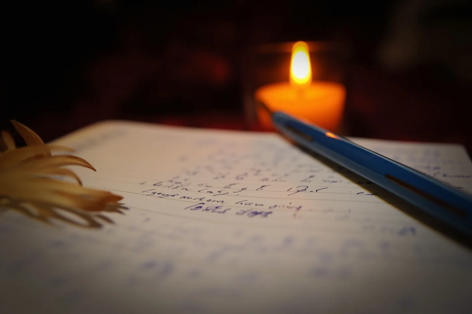 Lord Byron and Lady Caroline Lamb: History's Messiest Love Story 7 Close-up illustration of an open handwritten diary page with a quill pen resting beside it, candlelight setting