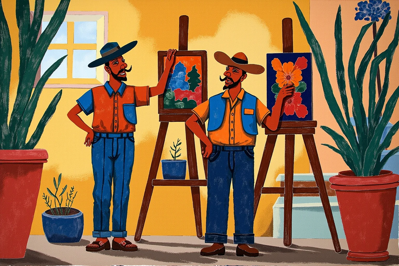 Star-Crossed Lovers: The 22 Greatest Historical Romances Ever 11 Colorful folk-art style illustration of two Mexican painters standing before easels in a sunlit studio
